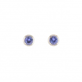 White Gold Diamond and Tanzanite Earrings